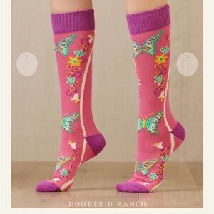 Double D Ranch Butterfly Vibes Vibrant Pink Socks
